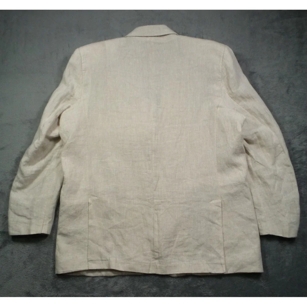 Club Room Luxury Blazer Mens Size 3XL Beige 100% Linen Double Vented 2 Button